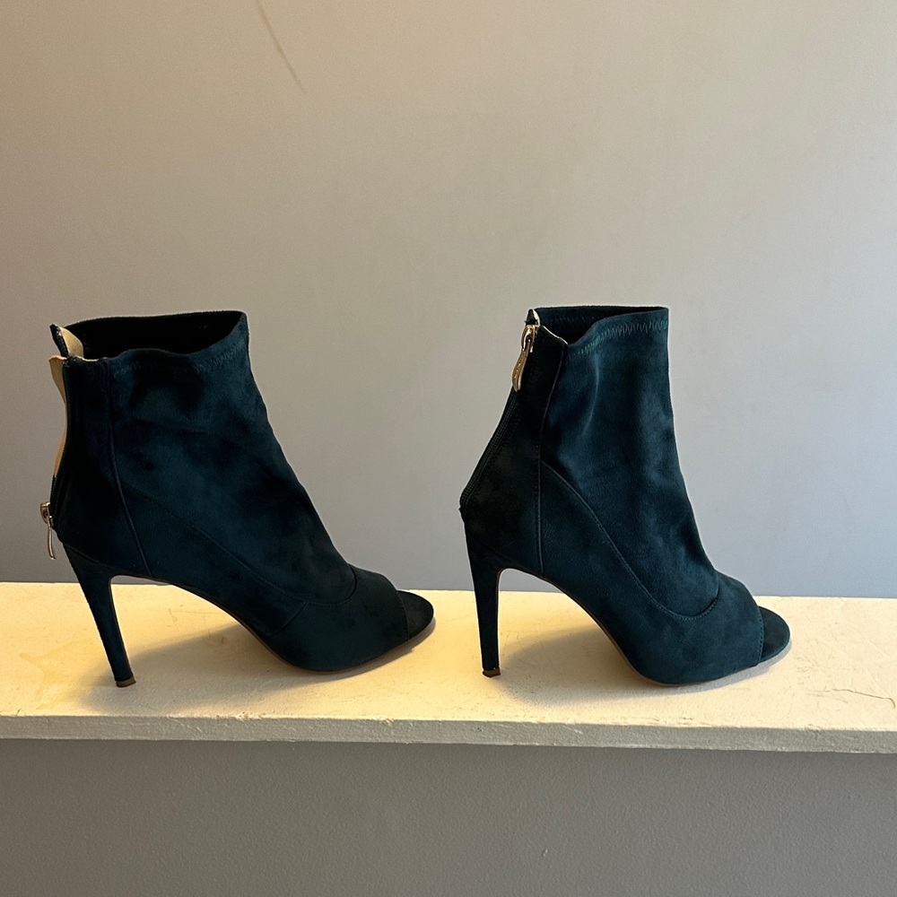 Cape Robbin Elegant Teal Open Toe Ankle Booties Worn 2x